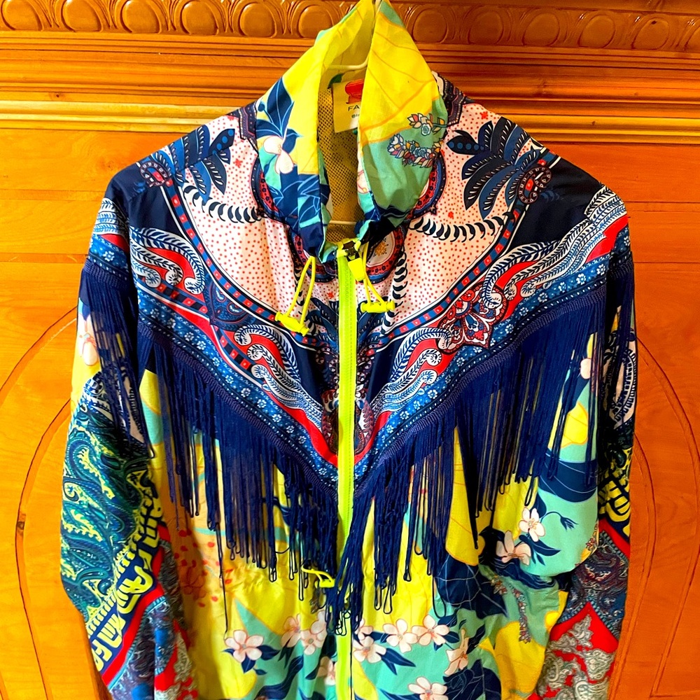 Farm Rio fringe windbreaker.